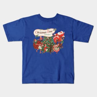 Christmas Time in Action With Dancing Santa Claus Kids T-Shirt